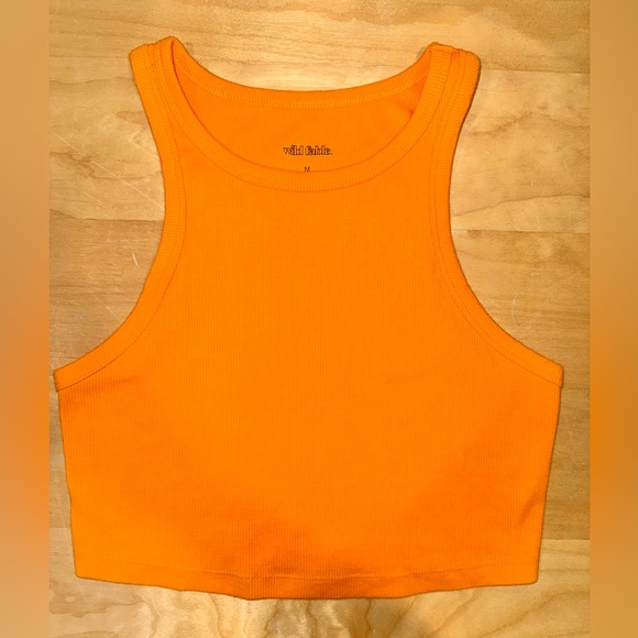 wild fable Tops - Wild Fable Vibrant Orange Ribbed Crop Tank Top